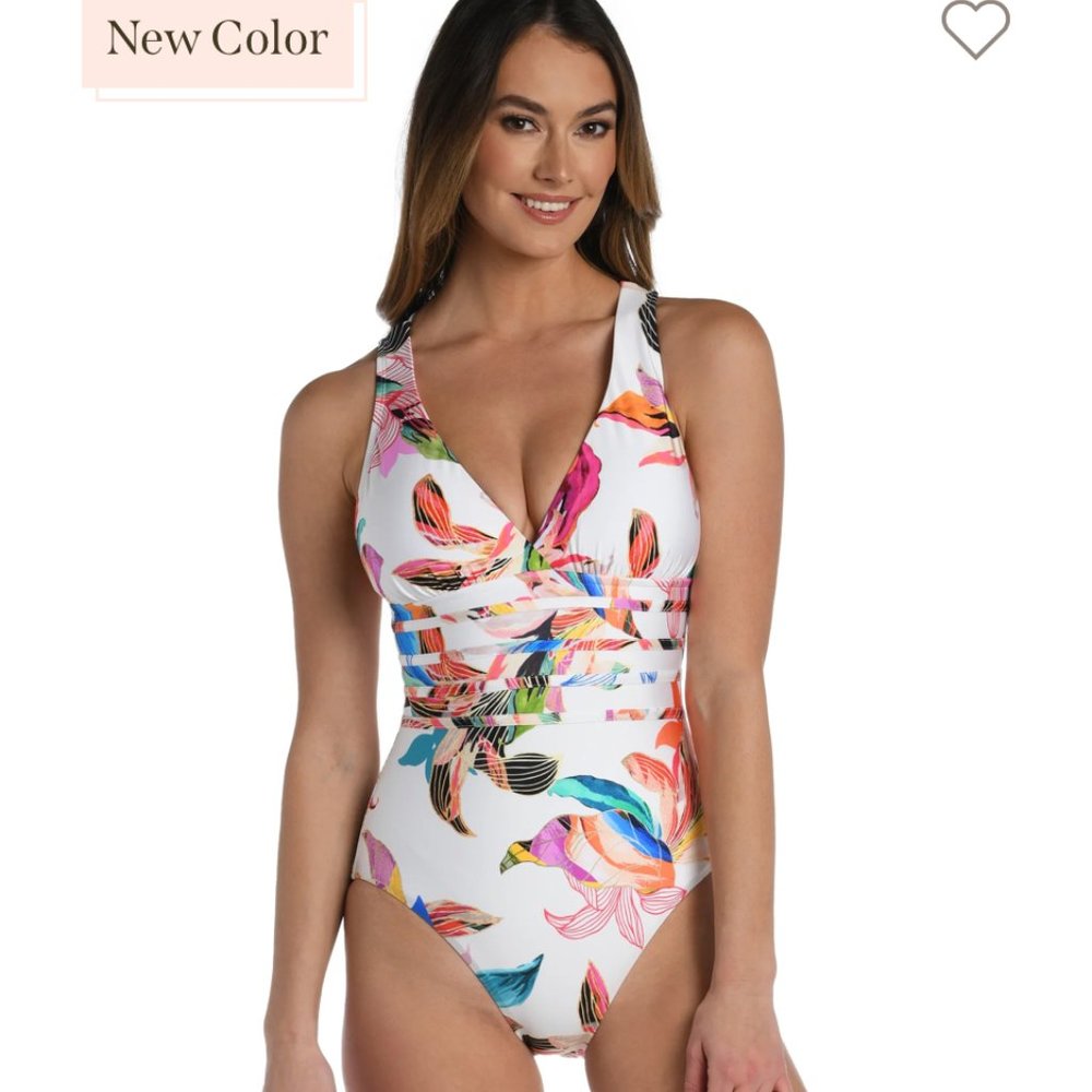 La Blanca Paradise City Multi-Strap Cross-Back One Piece - Size 10